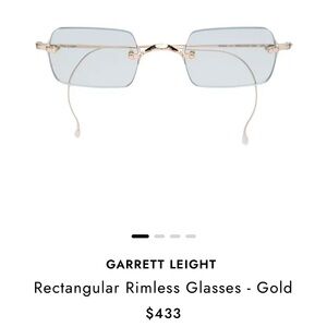 Authentic GARRETT LEIGHT Blue Rectangular Rimless Glasses NEW $433 MSRP